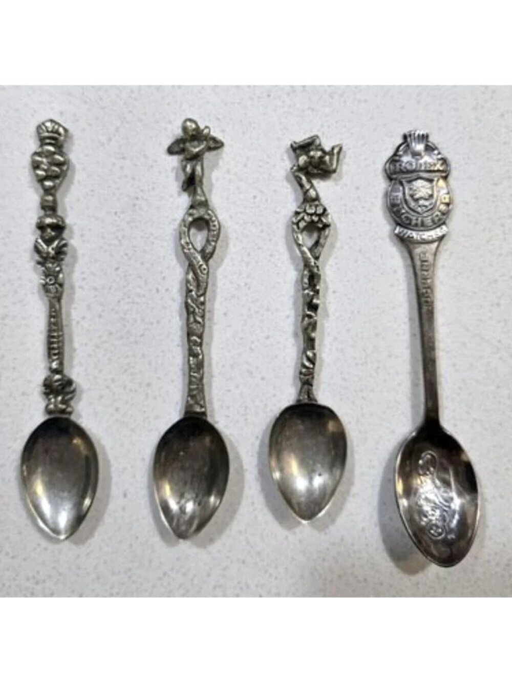 RARE Rolex Bucherer Switzerland Spoon + 3 Italian Pewter Spoons Bundle of 4